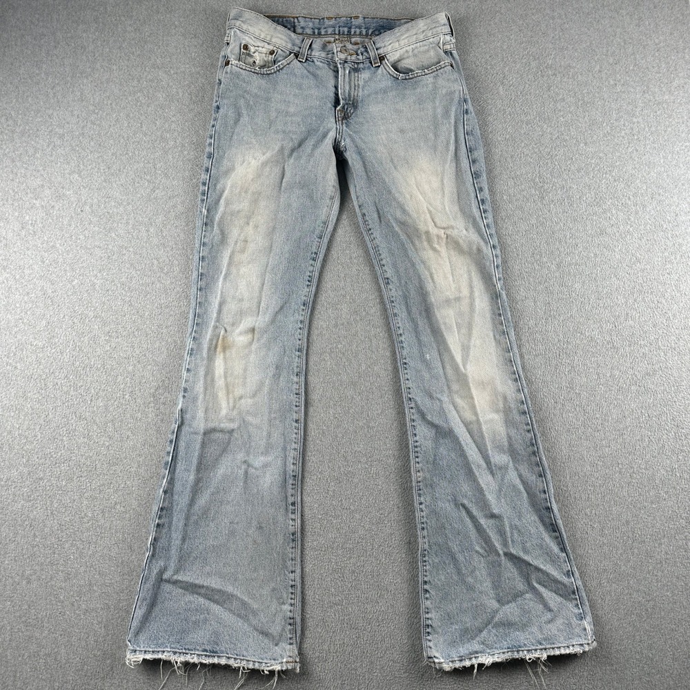 Vintage Lucky Brand Jeans Womens 6 81LR3D0 Light Blue Distressed Flare Dungarees